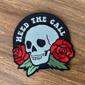 *SOLD* Skull and Begonias Sew On / Iron On Patch